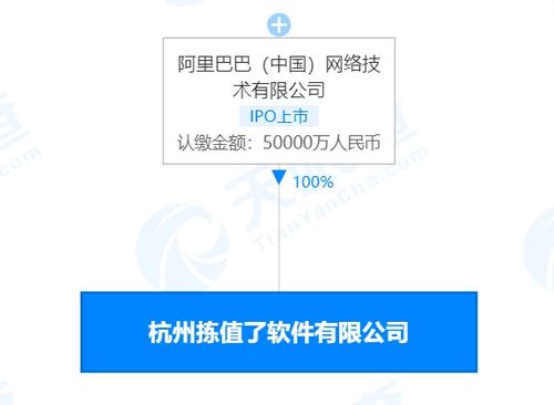 阿里巴巴成立杭州揀值了軟件有限公司，注冊資本5億深耕網絡技術服務